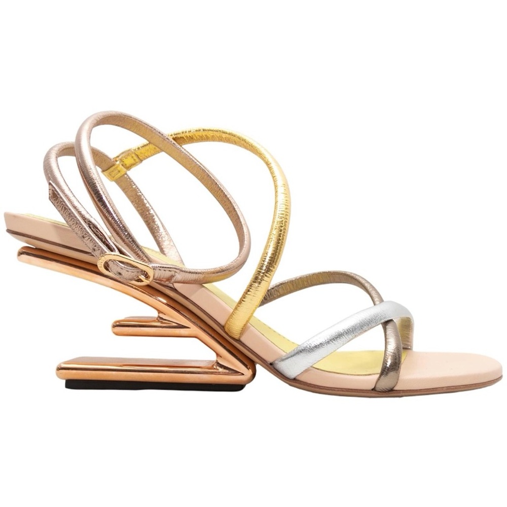 Fendi Women's Sandals - Gold, Silver, and Tan
